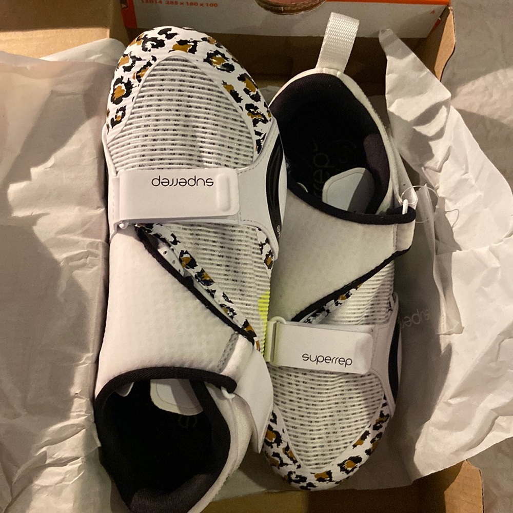 Sz 7 Women Nike SuperRep Cycle Spinning Cycling Shoes White Leopard CJ0775-177